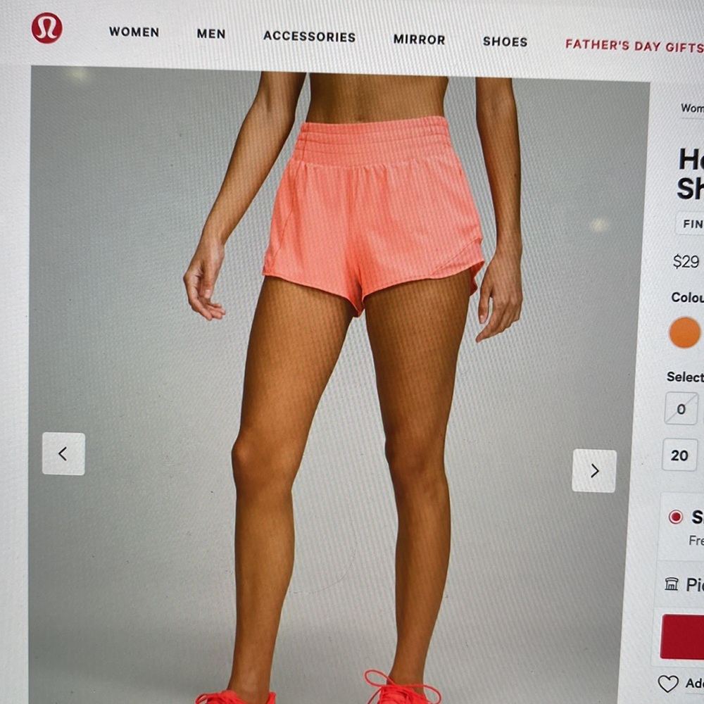 Hotty Hot Low-Rise Lined Short 2.5” in Highlight Orange